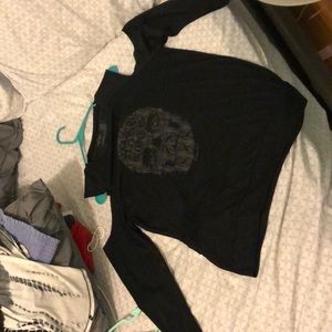 black cut off shoulder top